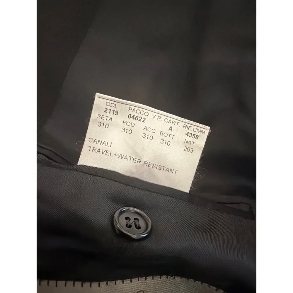 Canali wool black travel suit  jacket 38 waterproof